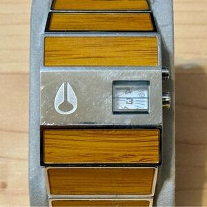 Nixon The Rotolog Direct Time Bamboo Wood Grain Surf Analog Men's Watch RUNNING